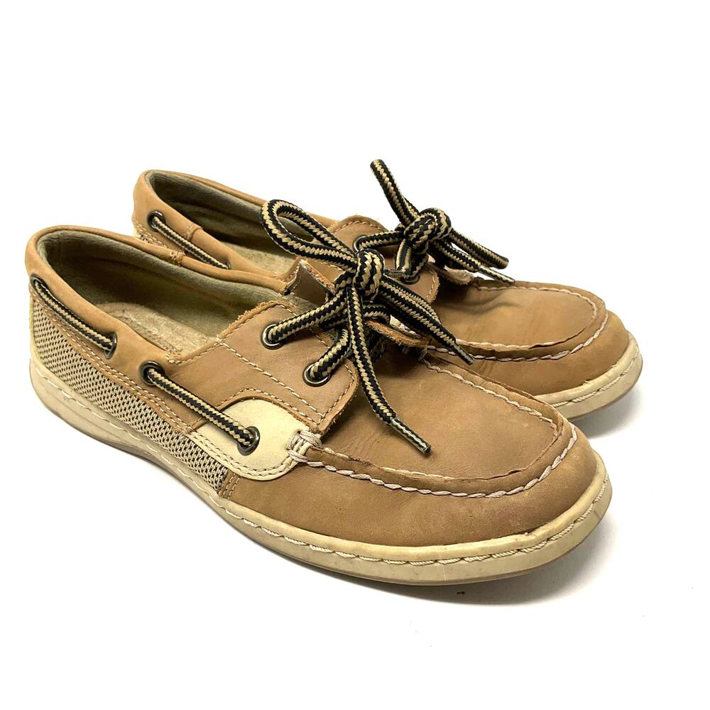 Thom McAn Brown Tan Tie Up Boat Shoes ShellFish Ira Women Size 6.5